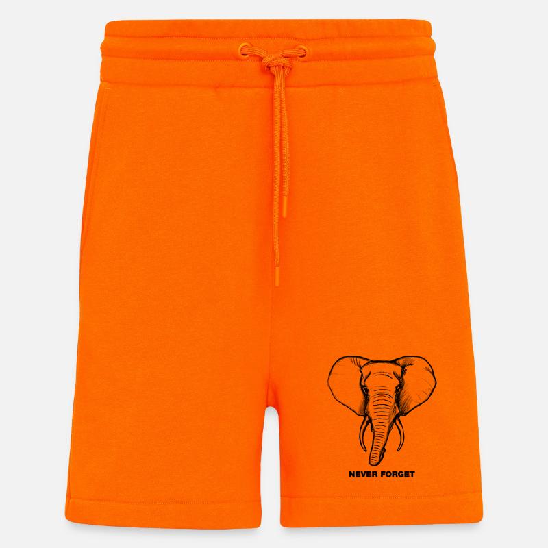 Elephant - Never forget - Shorts - made by SPREAD - SUNSET ORANGE