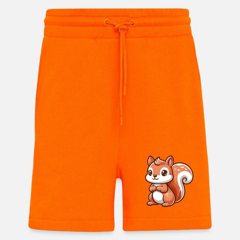 Écureuil caramel cartoon - Short bio décontracté fabriqué en UE - SUNSET ORANGE