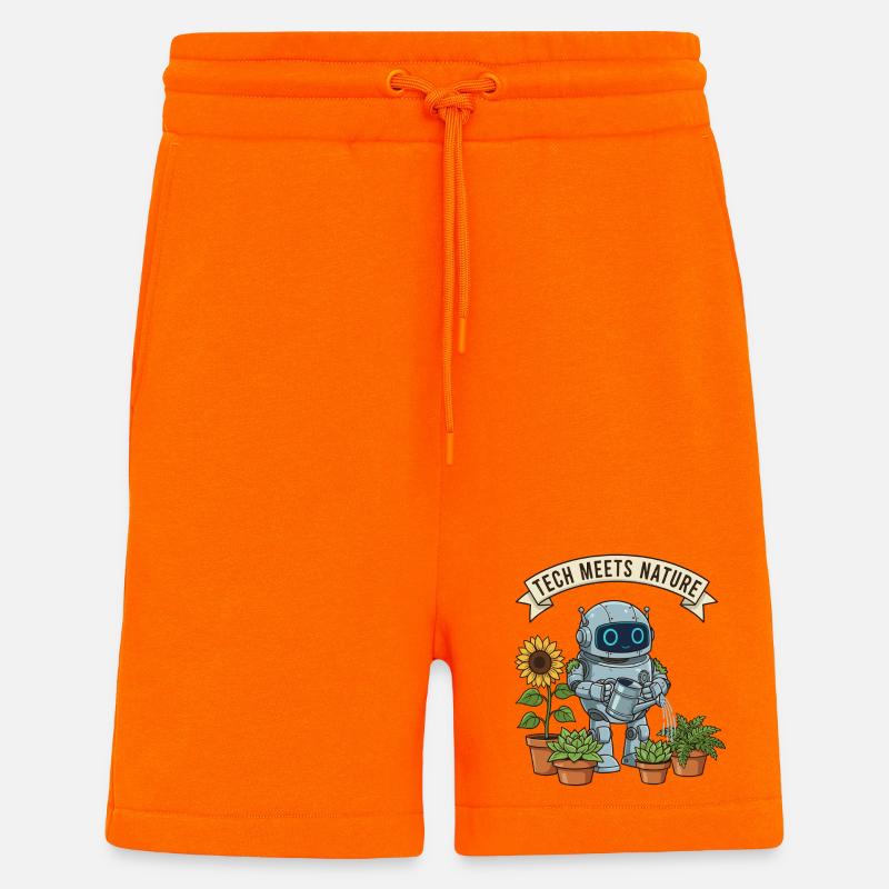 Tech trifft Natur Roboter Gärtner - Shorts - made by SPREAD - SUNSET ORANGE