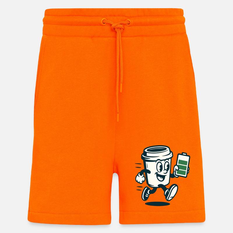 Caffeinated Battery Buddy - Shorts - made by SPREAD - SUNSET ORANGE