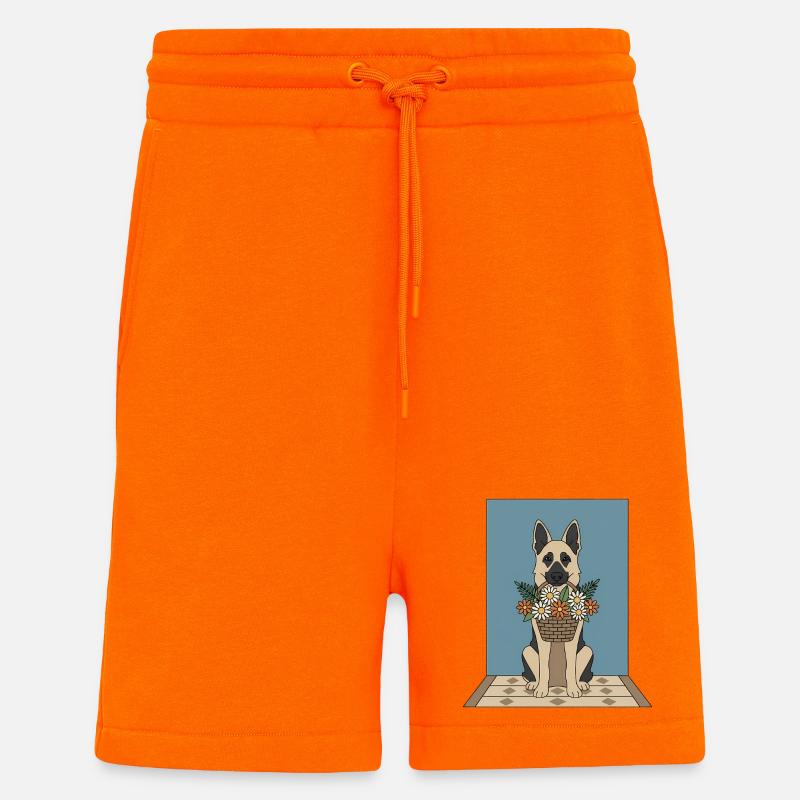 Blütenkorb Hund: Deutscher Schäferhund - Shorts - made by SPREAD - SUNSET ORANGE