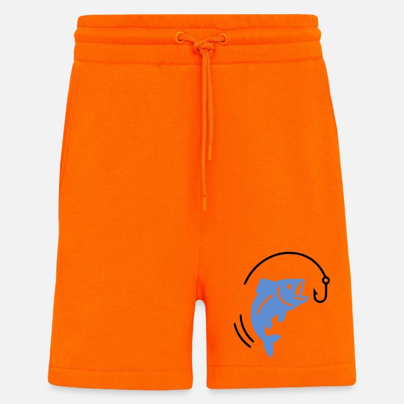 Fishing fish on hook logo - Shorts - made by SPREAD - SUNSET ORANGE