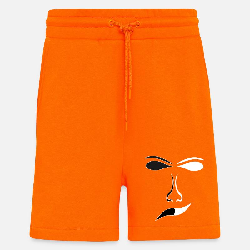 Abstract Face Lines Contrast Mask - Shorts - made by SPREAD - SUNSET ORANGE