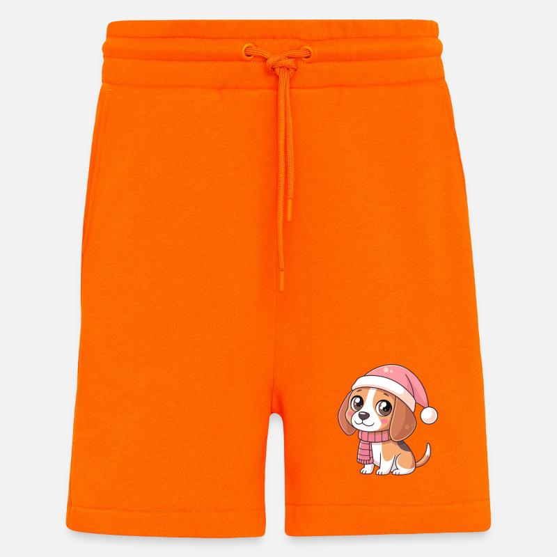 Pinker Weihnachtswelpe mit Hut und Schal - Shorts - made by SPREAD - SUNSET ORANGE