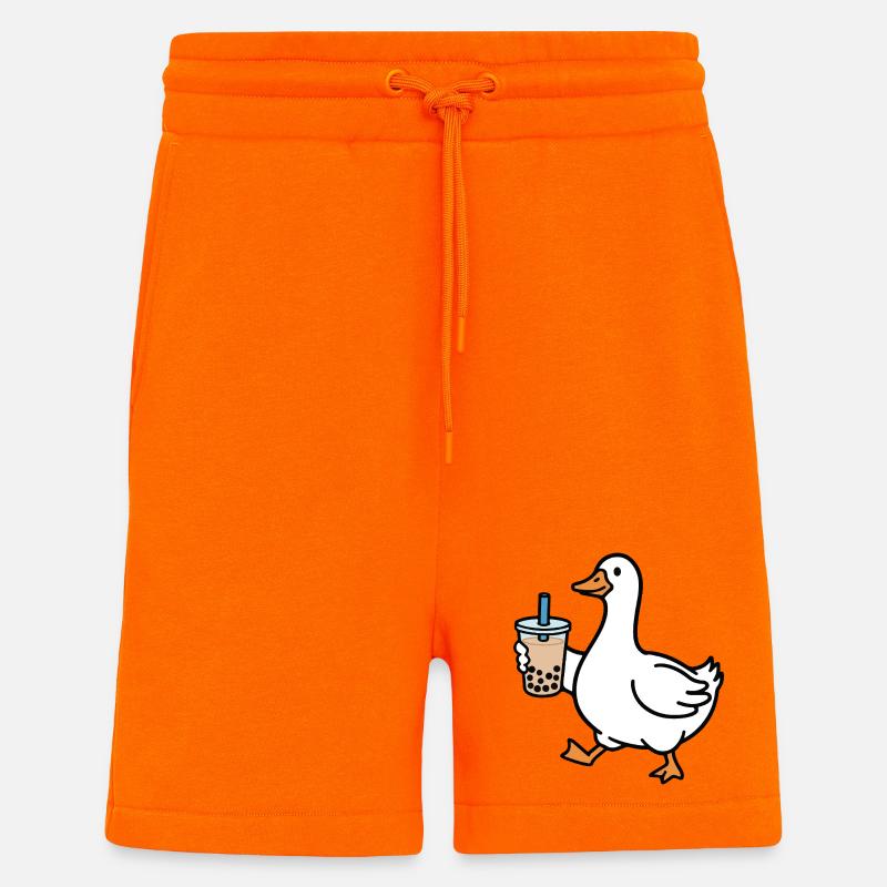Canard coassement avec bubble tea - Short bio décontracté fabriqué en UE - SUNSET ORANGE