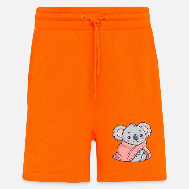 Koala cosy dans une écharpe rose - Short bio décontracté fabriqué en UE - SUNSET ORANGE
