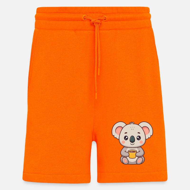 Koala Doux Tasse Café - Short bio décontracté fabriqué en UE - SUNSET ORANGE