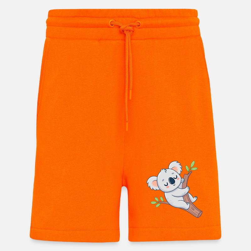 Koala rêveur sur branche joyeuse - Short bio décontracté fabriqué en UE - SUNSET ORANGE