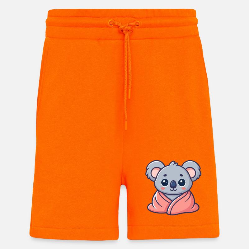 Koala kawaii enveloppé dans drap rose - Short bio décontracté fabriqué en UE - SUNSET ORANGE