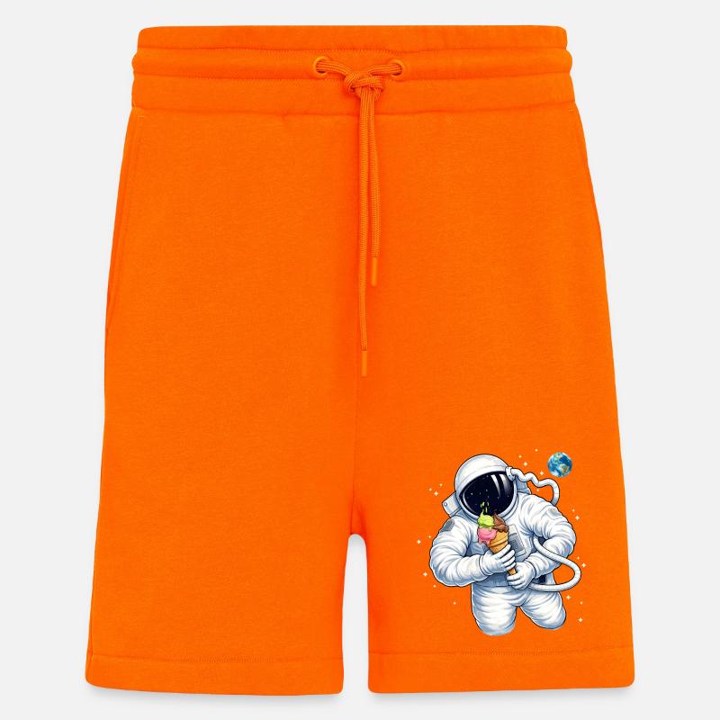 Astronaute avec une glace dans l’espace - Short bio décontracté fabriqué en UE - SUNSET ORANGE