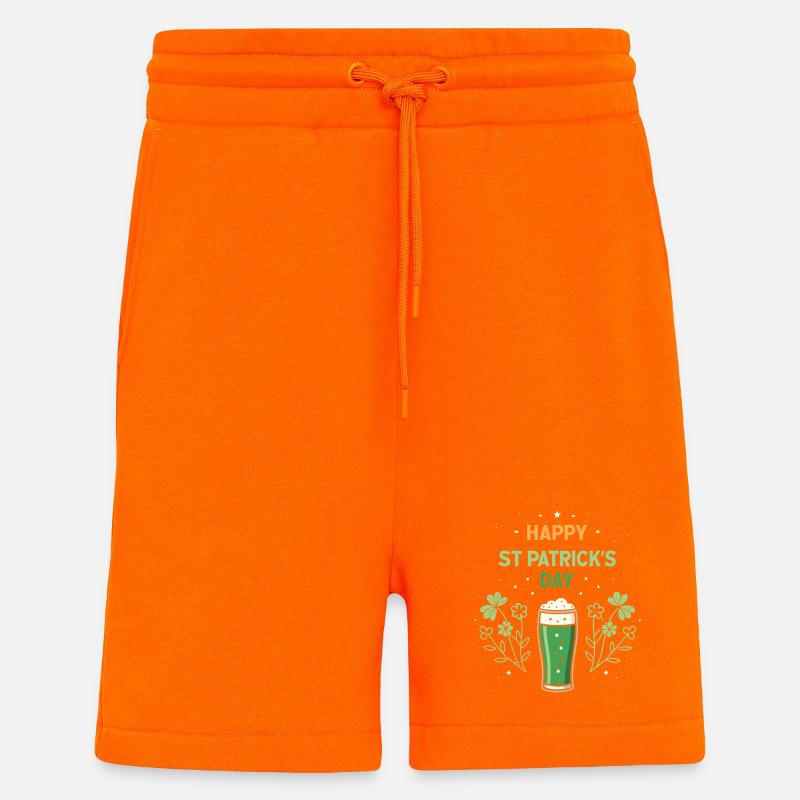 Verre vert et trèfles Saint Patrick - Short bio décontracté fabriqué en UE - SUNSET ORANGE