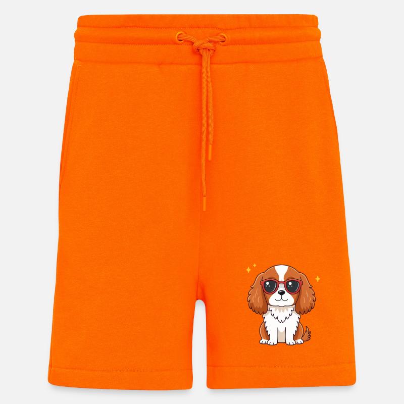 Schicker Hund mit roter Brille - Shorts - made by SPREAD - SUNSET ORANGE