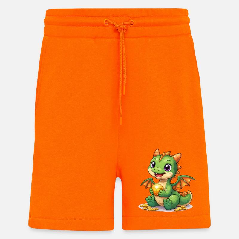 Petit Dragon avec de l’Or - Short bio décontracté fabriqué en UE - SUNSET ORANGE