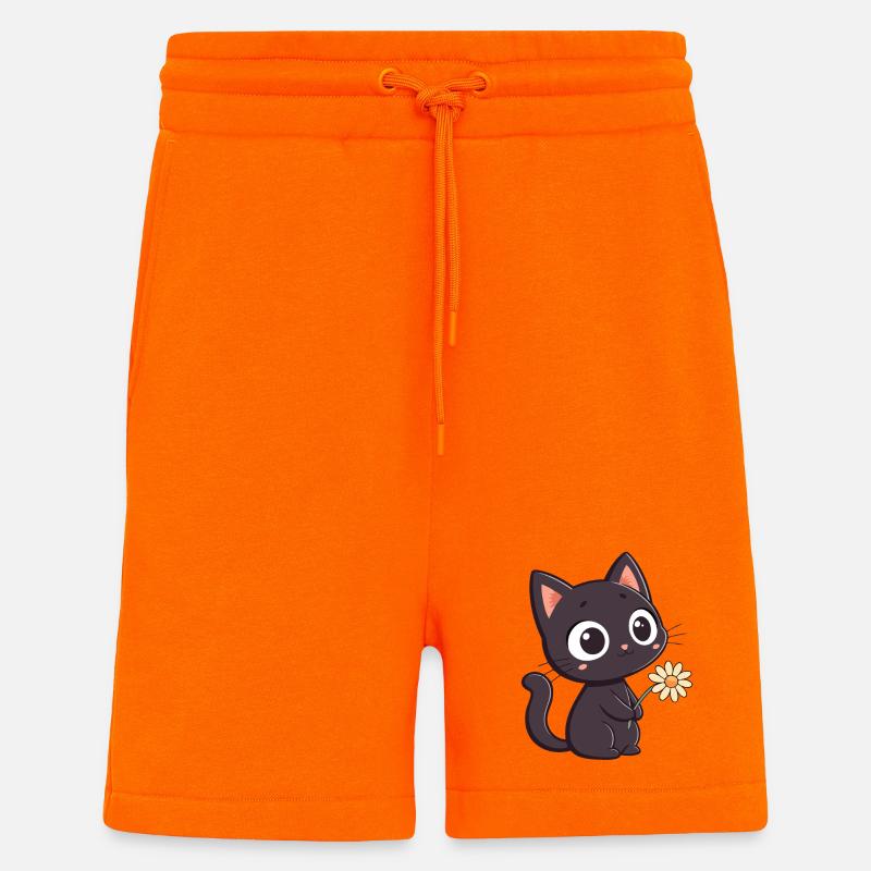 Schwarze Katze und Gänseblümchen - Shorts - made by SPREAD - SUNSET ORANGE