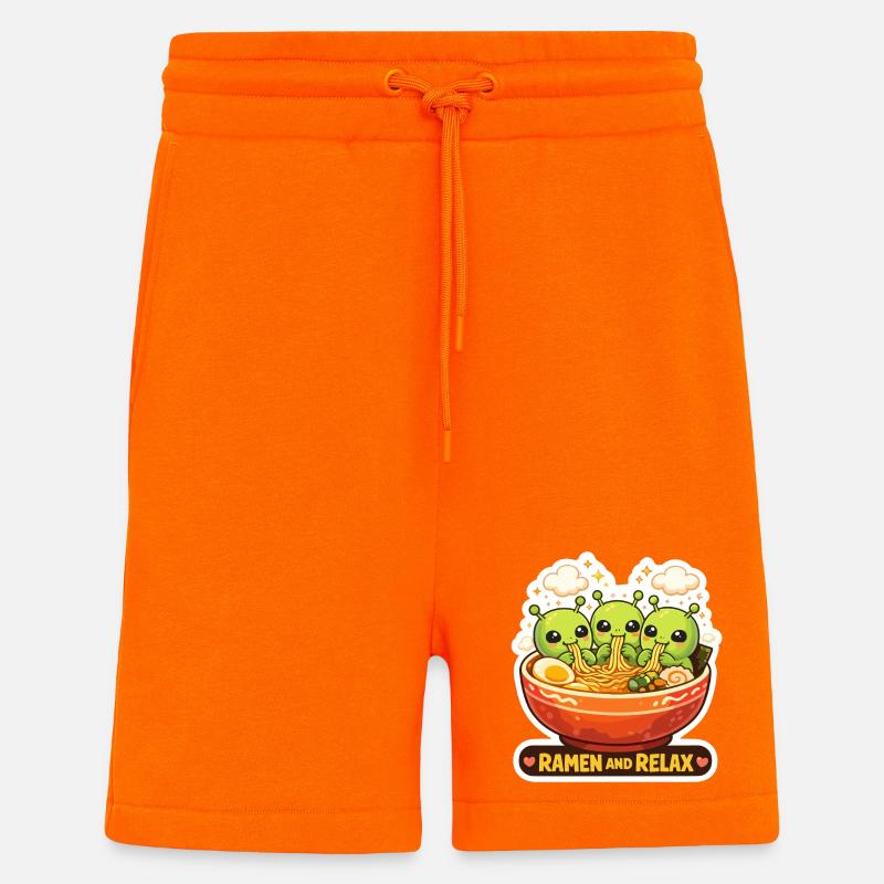 Ramen et Aliens Relax - Short bio décontracté fabriqué en UE - SUNSET ORANGE