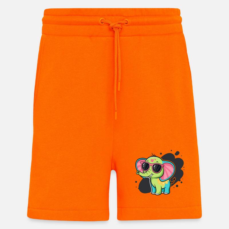 Bunter Elefant mit rosa Brille - Shorts - made by SPREAD - SUNSET ORANGE