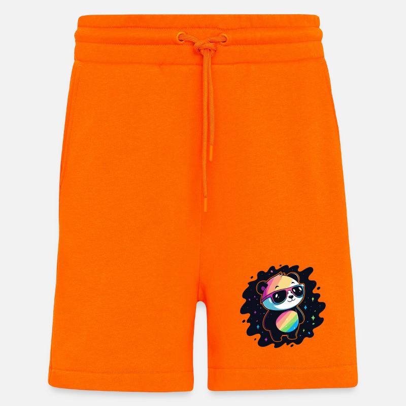 Panda arc-en-ciel galaxie lunettes cool - Short bio décontracté fabriqué en UE - SUNSET ORANGE