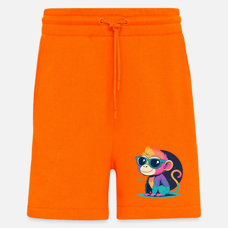 Rainbow Monkey with Glasses - Shorts - made by SPREAD - SUNSET ORANGE
