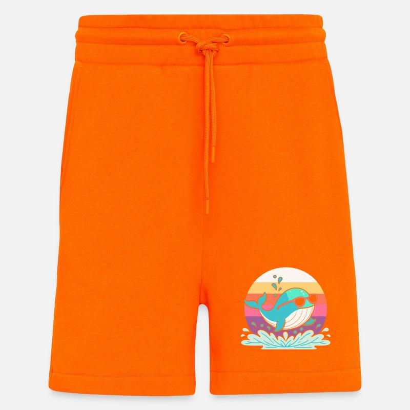 Baleine Surf Arc en Ciel Rétro - Short bio décontracté fabriqué en UE - SUNSET ORANGE