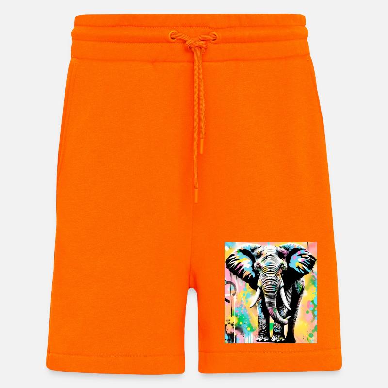 éléphant - Short bio décontracté fabriqué en UE - SUNSET ORANGE