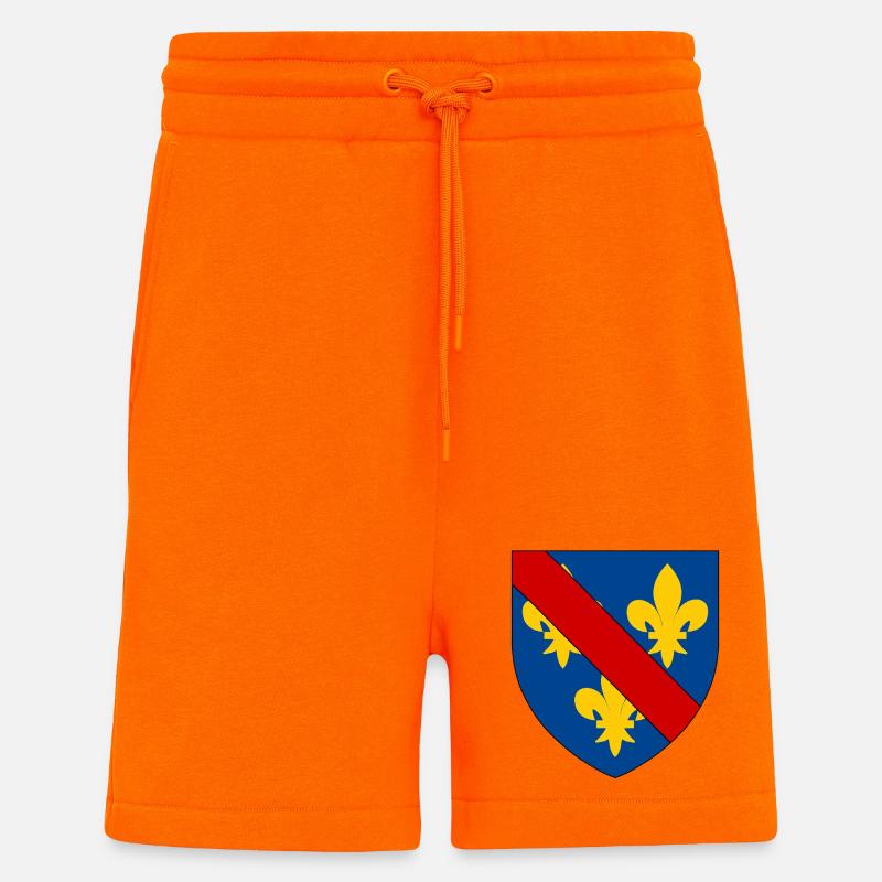 Blason du Bourbonnais - Short bio décontracté fabriqué en UE - SUNSET ORANGE