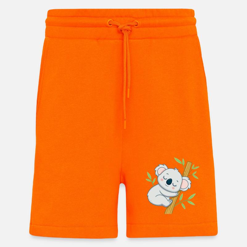 Koala dormeur sur branche - Short bio décontracté fabriqué en UE - SUNSET ORANGE