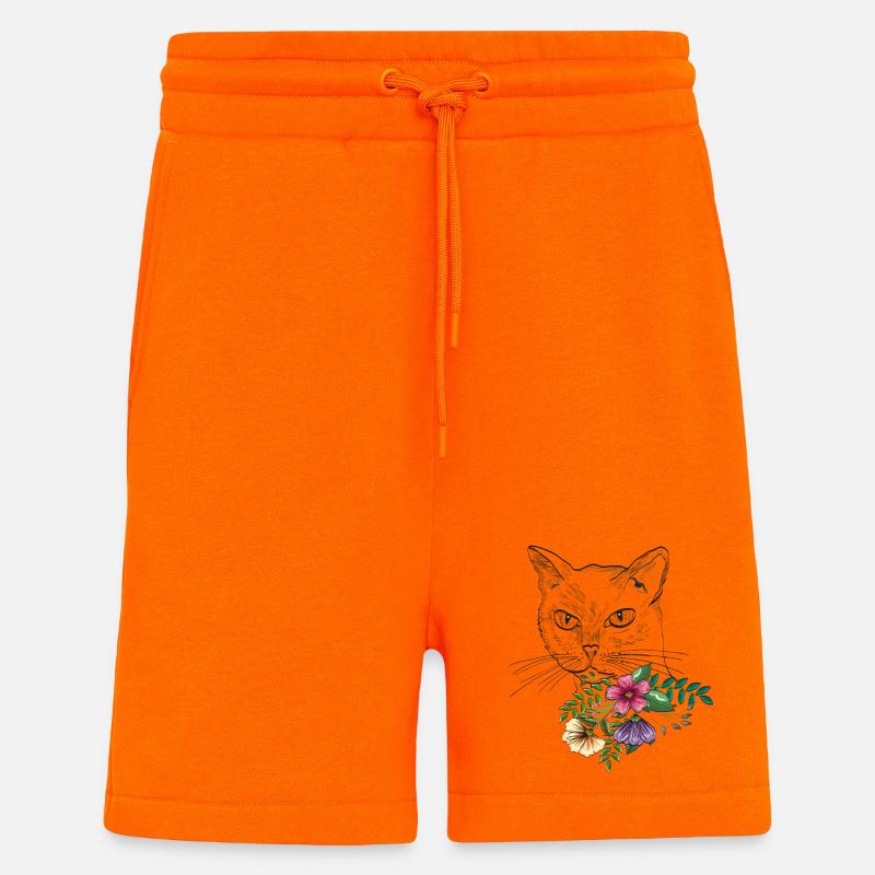 Katze mit Blumenstrauß - Shorts - made by SPREAD - SUNSET ORANGE