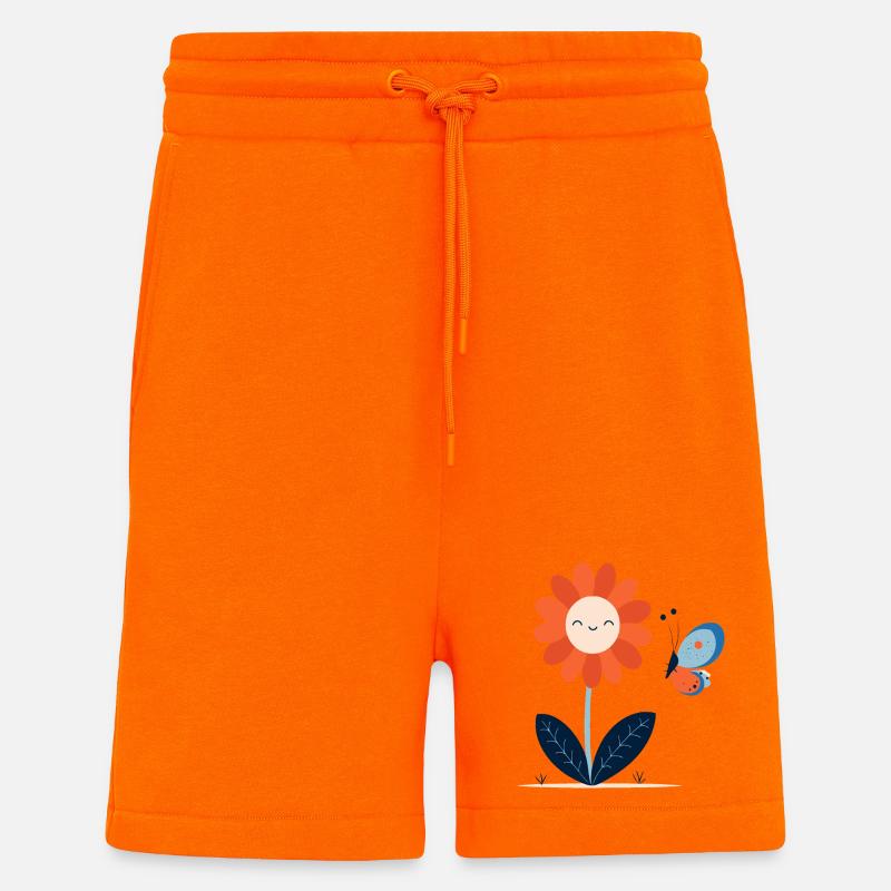 lachende Blume mit Schmetterling - Shorts - made by SPREAD - SUNSET ORANGE
