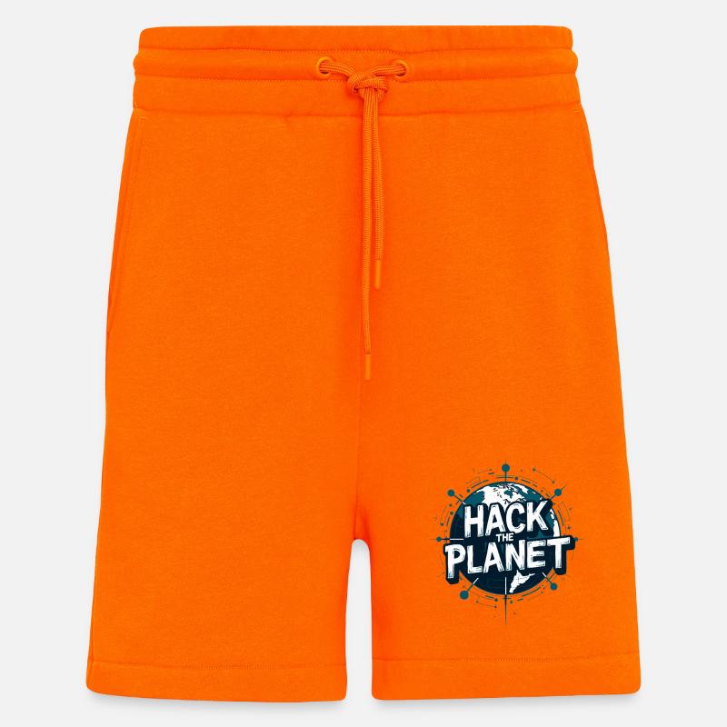 Globus Hack Motiv – Planetärer Techstil - Shorts - made by SPREAD - SUNSET ORANGE