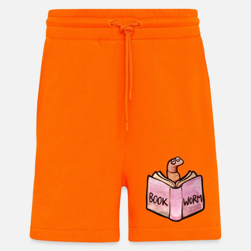 Bookworm Reader: Pink Open Book - Shorts - made by SPREAD - SUNSET ORANGE