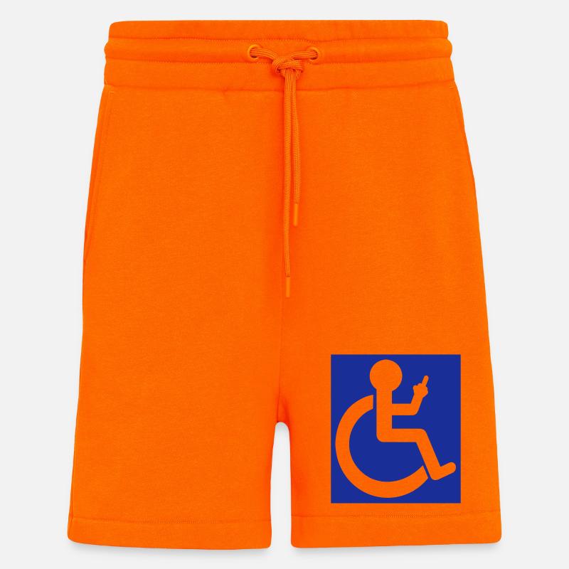 Rollstuhl-Symbol mit Mittelfinger # - Shorts - made by SPREAD - SUNSET ORANGE