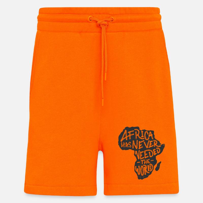 Lettrage manuel de la carte Afrique - Short bio décontracté fabriqué en UE - SUNSET ORANGE
