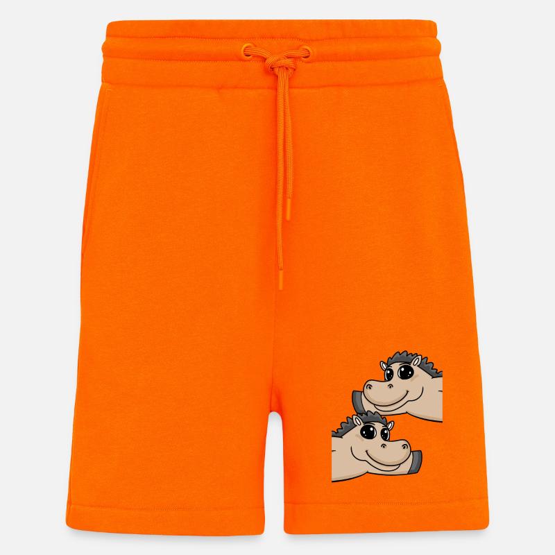 Chevaux à cheval - Short bio décontracté fabriqué en UE - SUNSET ORANGE