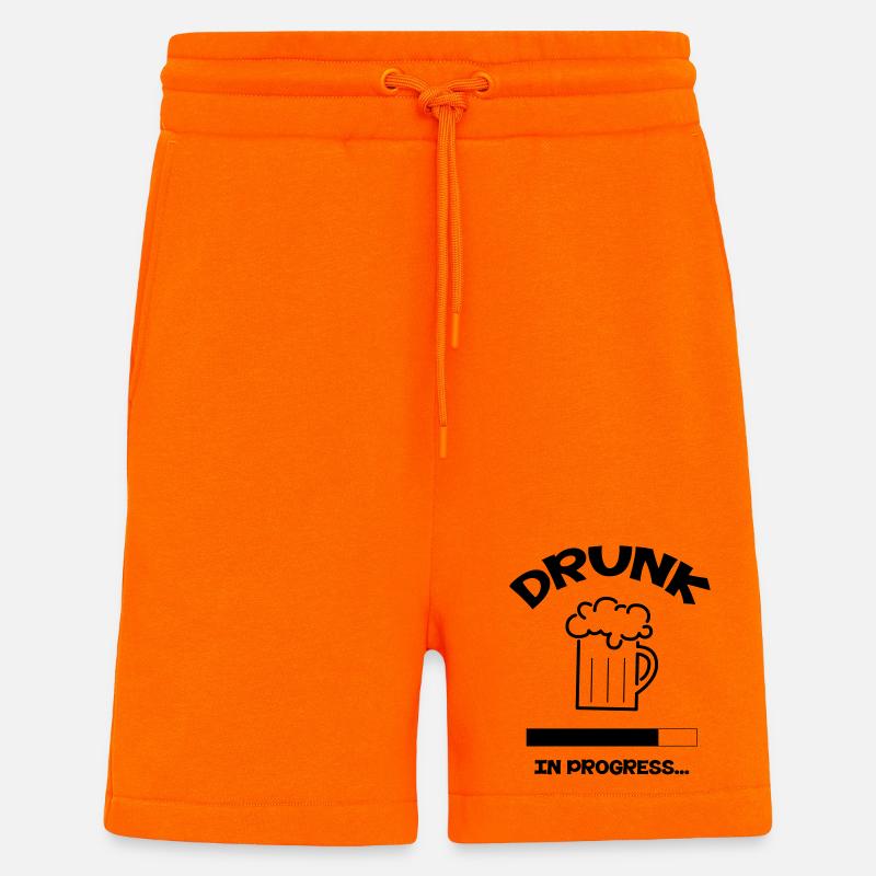 Drunk in Progress - alcool - Short bio décontracté fabriqué en UE - SUNSET ORANGE
