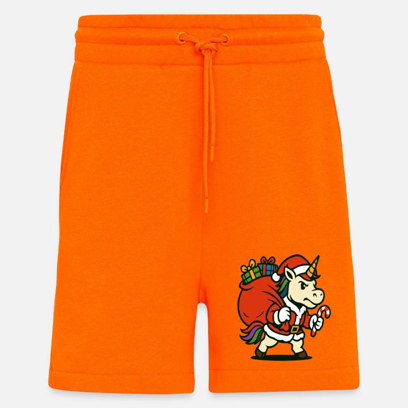 Starker Weihnachtsmann-Einhorn mit Geschenktüte - Shorts - made by SPREAD - SUNSET ORANGE