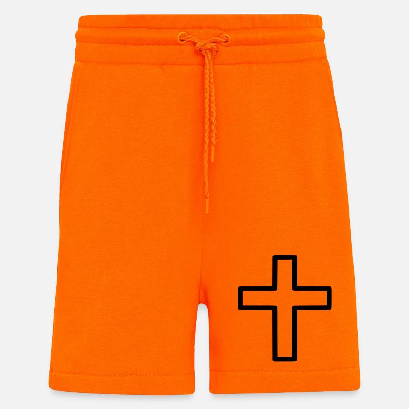 Dickes Kreuz Outline Comic Symbol - Shorts - made by SPREAD - SUNSET ORANGE