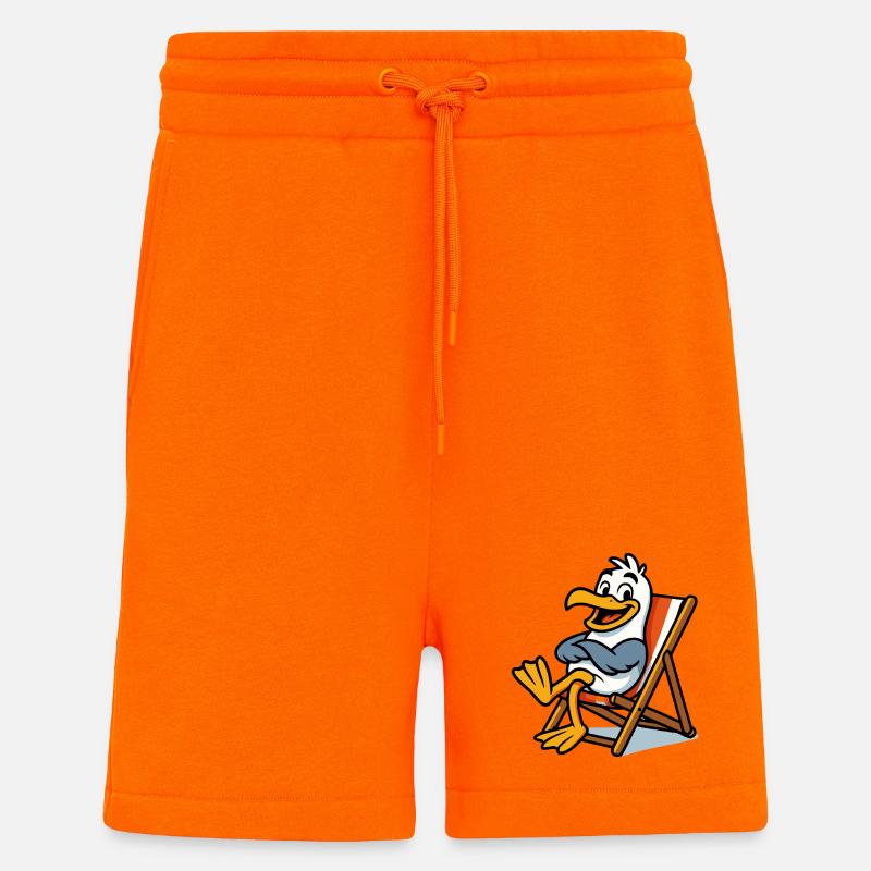 Relaxez une mouette sur la plage - Short bio décontracté fabriqué en UE - SUNSET ORANGE