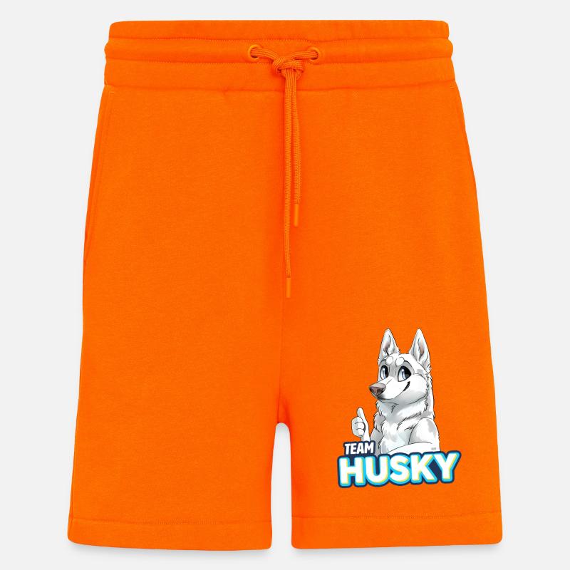 TEAM Husky - Blanc - Short bio décontracté fabriqué en UE - SUNSET ORANGE