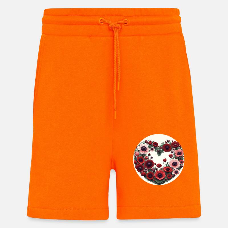 Fleurs d’anémone - Short bio décontracté fabriqué en UE - SUNSET ORANGE