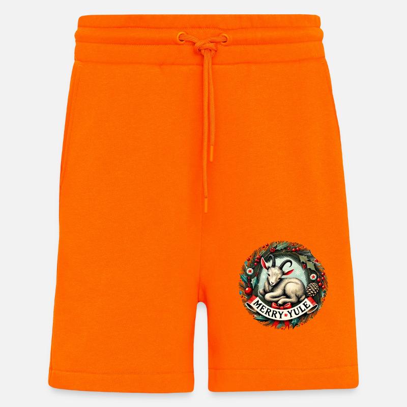 Joyeuse chèvre de Noël - Short bio décontracté fabriqué en UE - SUNSET ORANGE