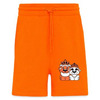 Deux Chiens Couronne Roi Reine Souverain Majesté - Short bio décontracté fabriqué en UE - SUNSET ORANGE - Devant