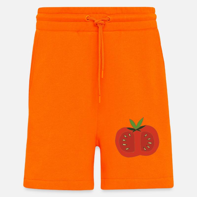 Tomate rouge coupée en deux - Short bio décontracté fabriqué en UE - SUNSET ORANGE
