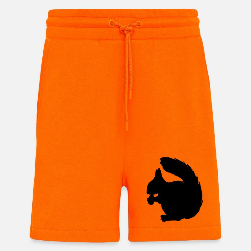 Squirrel with nut shadow figure - Shorts - made by SPREAD - SUNSET ORANGE