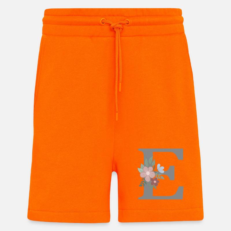 Buchstabe E mit Blume grau - Shorts - made by SPREAD - SUNSET ORANGE