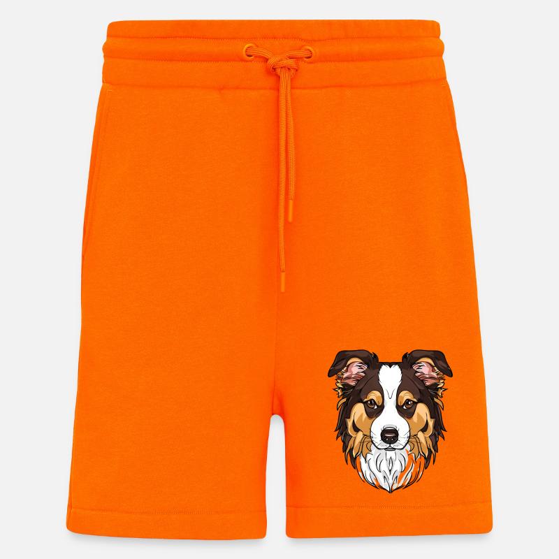 J’aime mon Border Collie - Short bio décontracté fabriqué en UE - SUNSET ORANGE