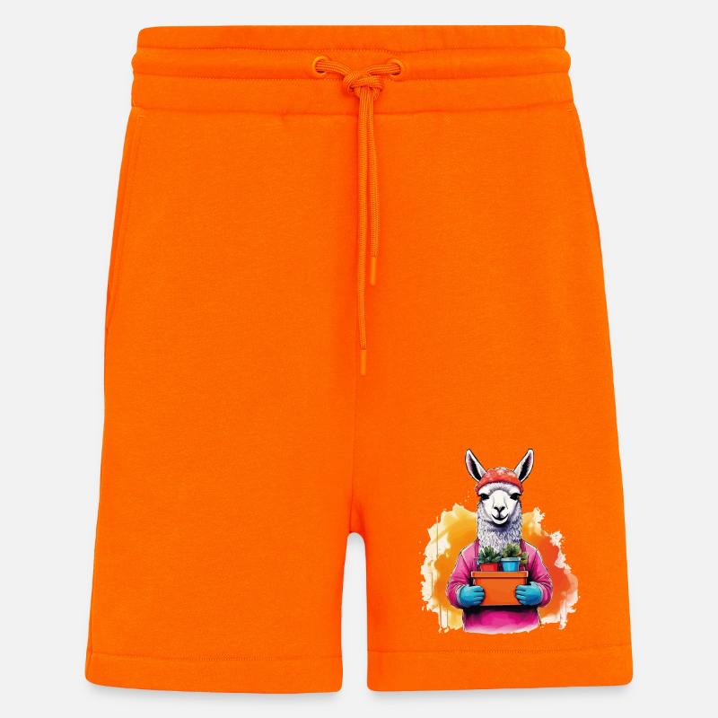 Lama mit Blumen im Topf - Shorts - made by SPREAD - SUNSET ORANGE