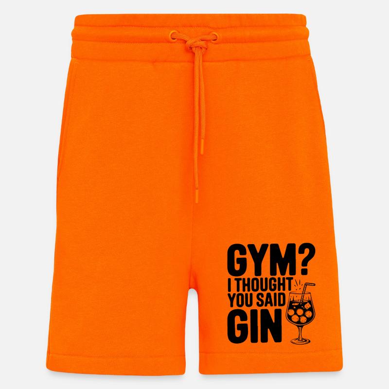 Fitnessstudio oder Gin? Lustiges Zitat - Shorts - made by SPREAD - SUNSET ORANGE