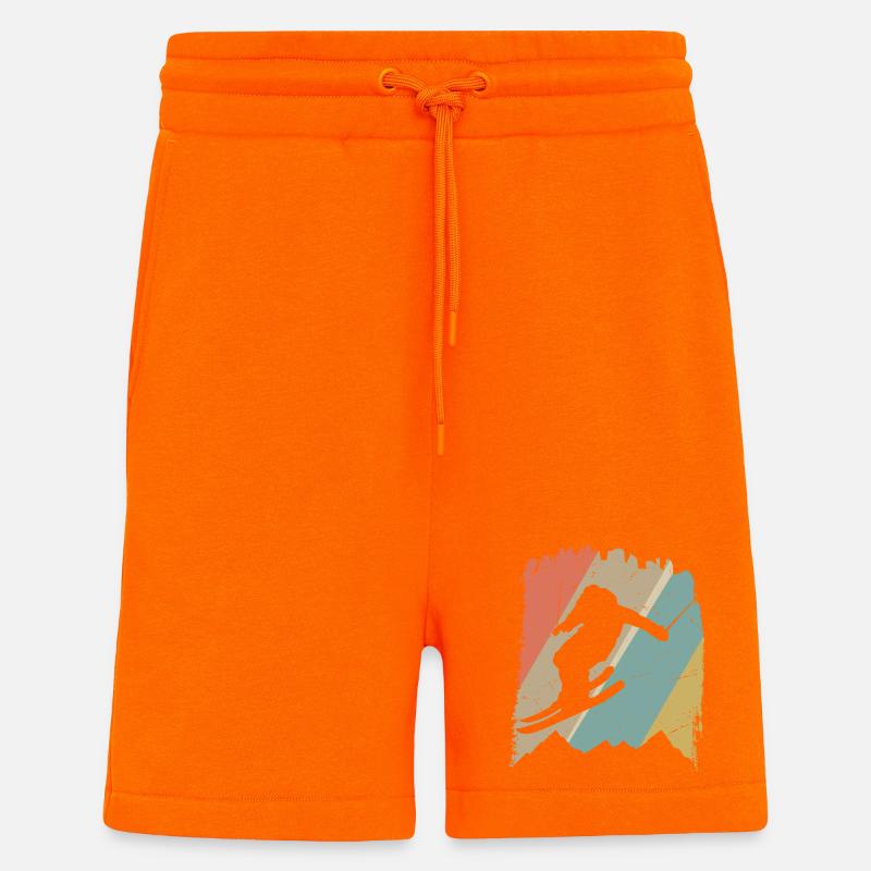 Retro Snowboard Silhouette auf Pastellstreifen - Shorts - made by SPREAD - SUNSET ORANGE