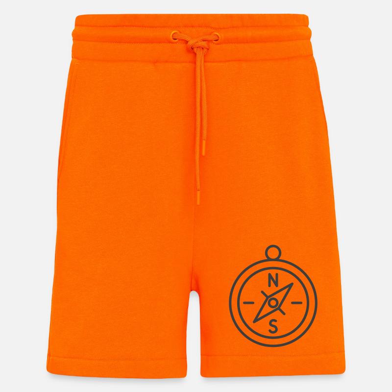 Minimalist Compass Navigation Design - Shorts - made by SPREAD - SUNSET ORANGE
