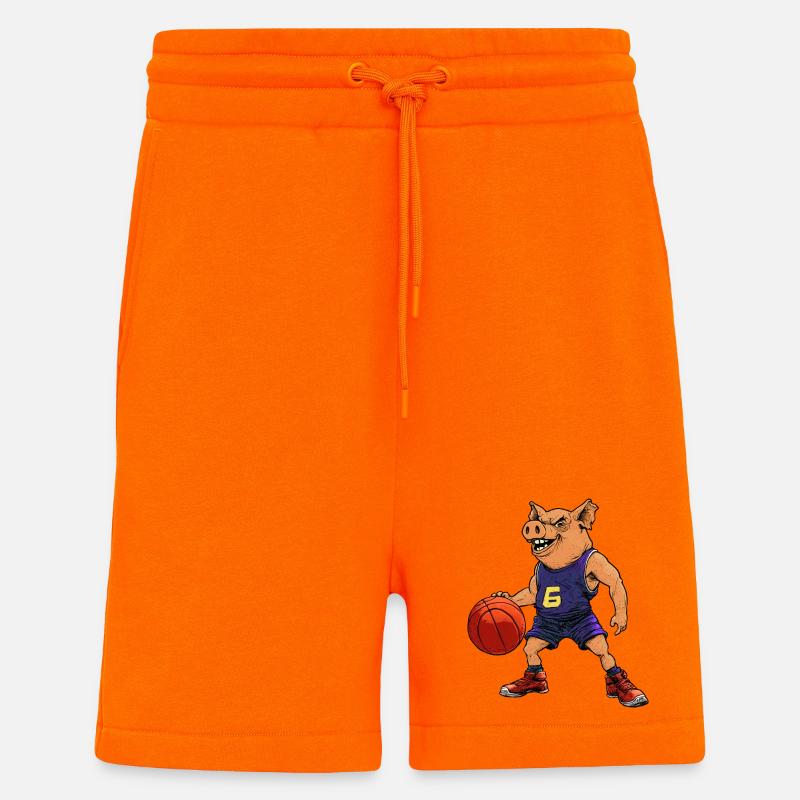 Cochon basketteur basketteur - Short bio décontracté fabriqué en UE - SUNSET ORANGE
